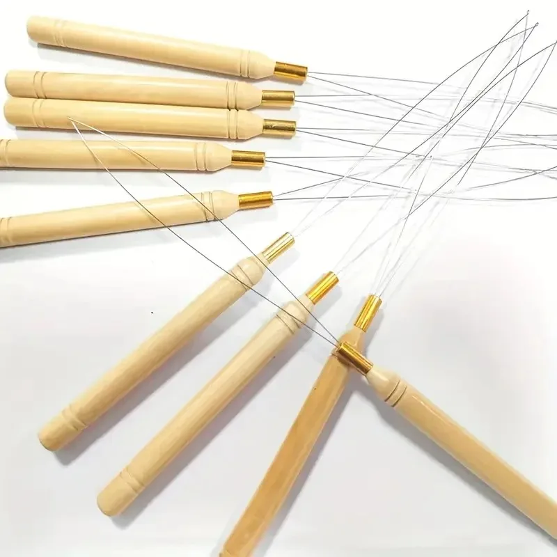 5pcs Hair Extension Tool Kit Micro Rings Loop Threader Pulling Needle with Plier Beads for Human Feather Extensions