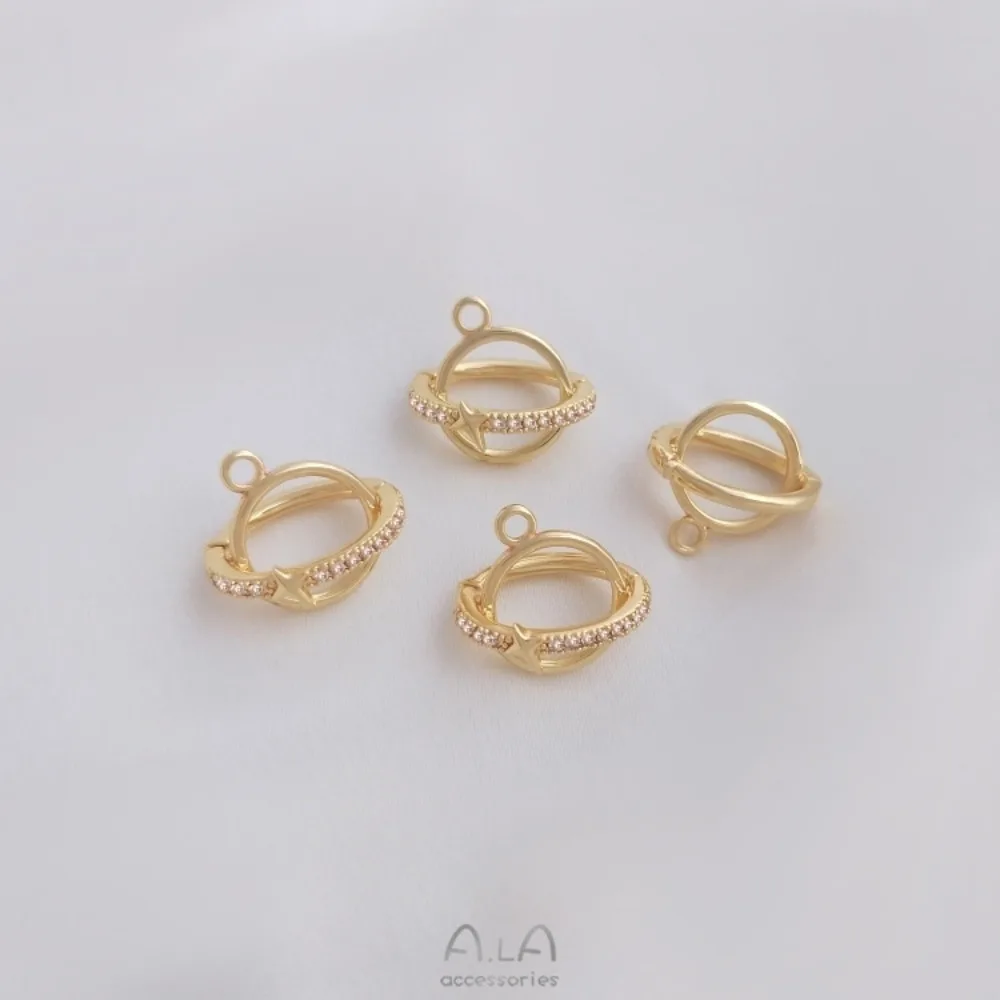 

1 шт. медные подвески 14 К золото цвет цирконий Вселенная планета сумка бусина пряжка кулон DIY хрустальный жемчуг ювелирные изделия ручной работы кулон