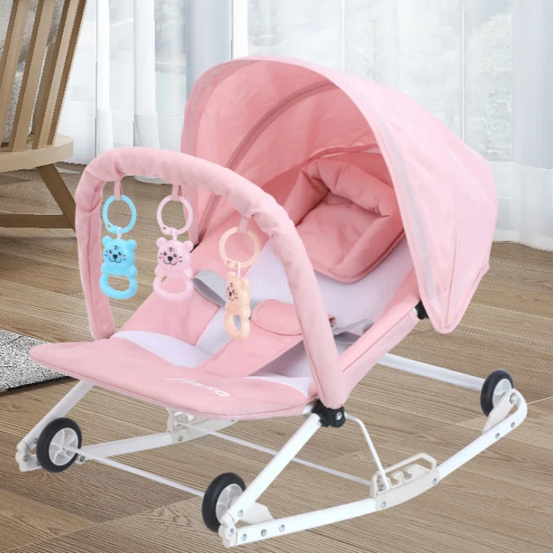 Baby Rocking chair 0 to 2 years old can sit, lie down, foldable, disassemble and wash newborn comfort chair rocking bed