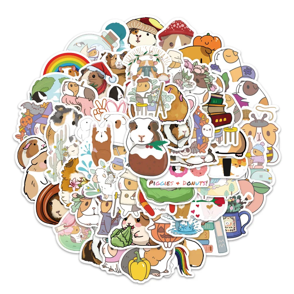 

10/30/60PCS Cute Guinea Pig Cartoon Cute Pet Stickers Waterproof Graffiti Decorative Decals for Stationery Box Water Cup Guitar