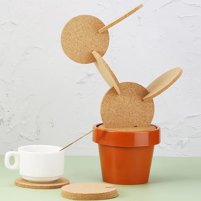 DIY Home Cutlery Coffee Cup Holder Cork paintable coaster,Pen Holder Storage Cup,Table Placemats,Kitchen Tools Cactus Style