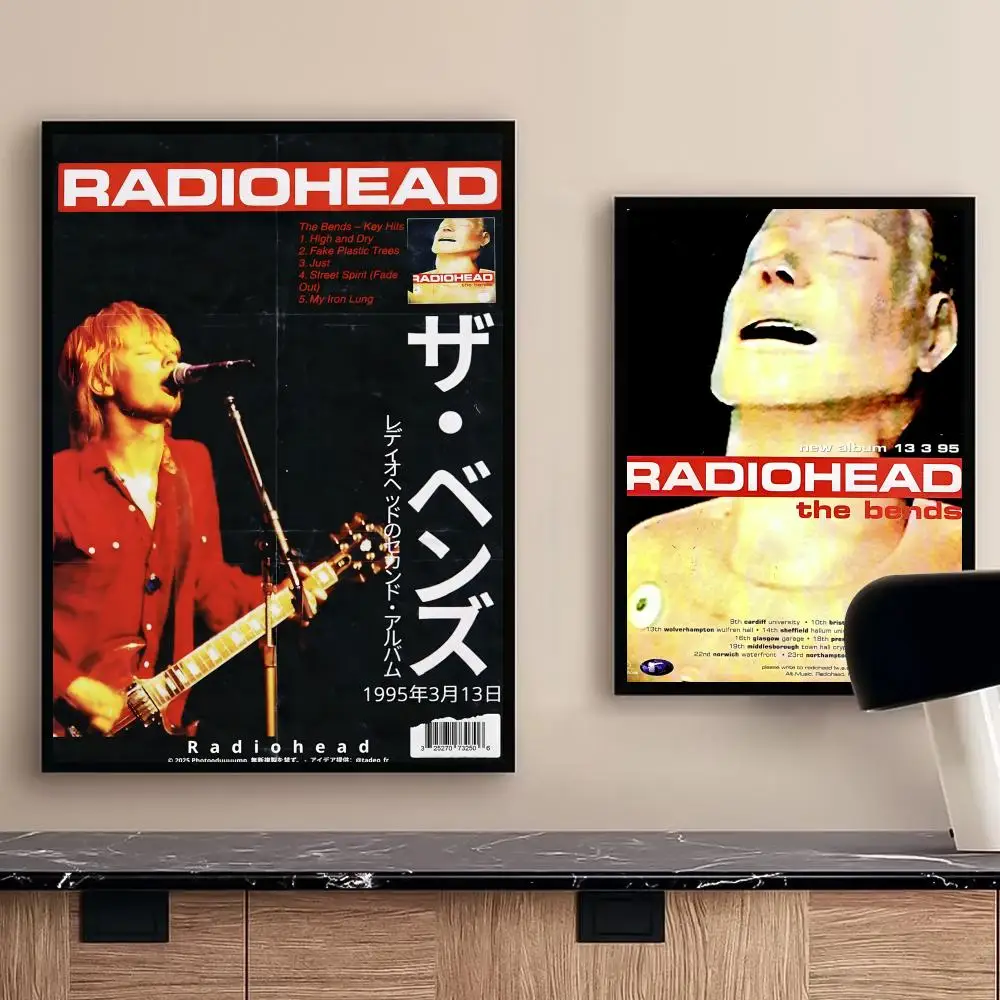 Rock Band Characters Radiohead Classic Vintage Poster Self-adhesive Art Waterproof Paper Sticker Coffee House Wall Decor - view 3