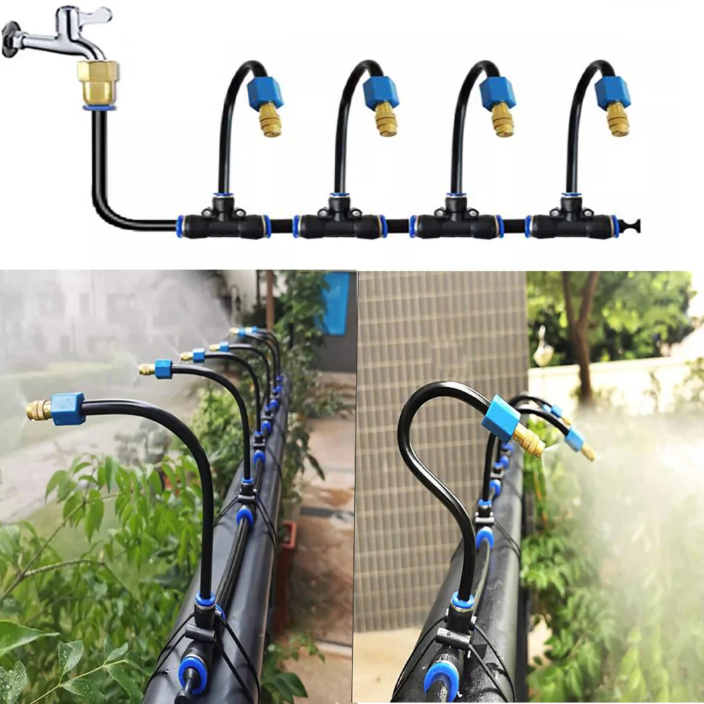 10/15M Universal Atomization Sprinkler Automatic Watering Kits With 22cm Free Rotating Copper Nozzle Balcony Rainforest Spray