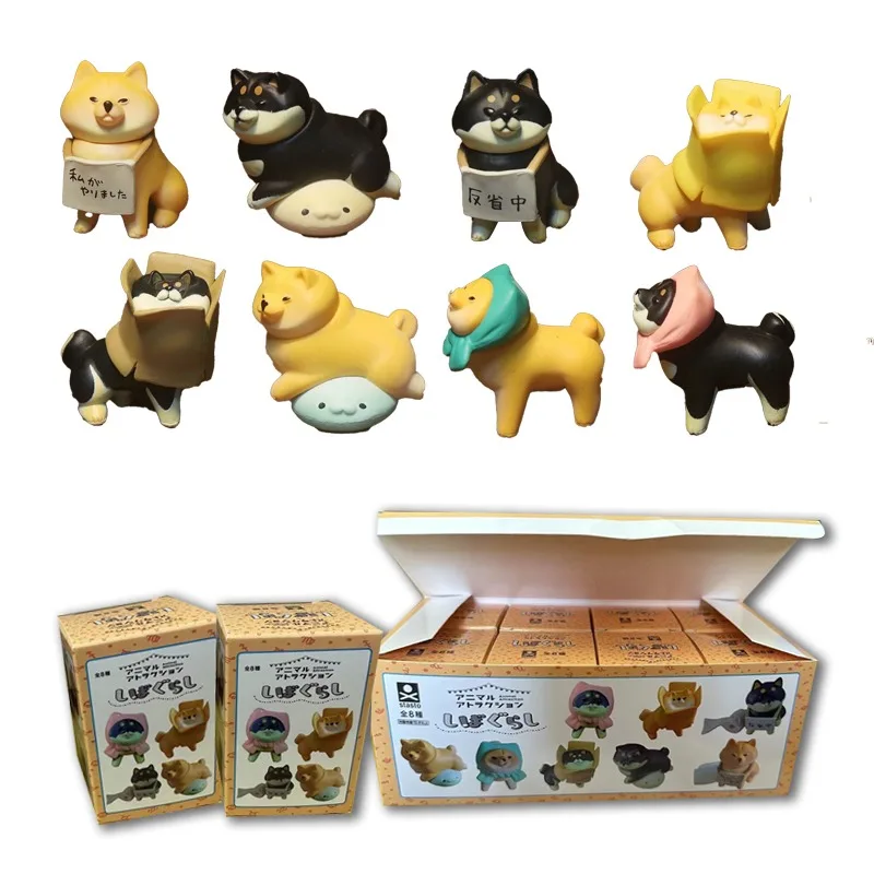 

8PCS The Reflecting Shiba Inu Unwilling Dog To Go Home Kawaii Cute Blind Box Gift Toy Model Anime Figures Collect Ornament