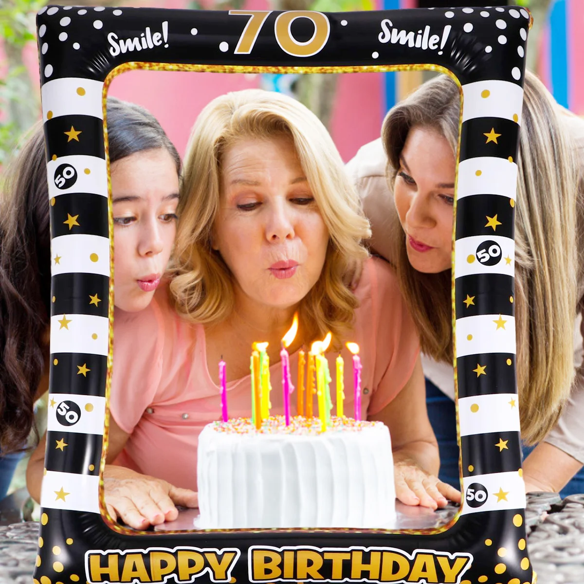 1Pcs Birthday Inflatable PVC Photo Frame Creative Festival Party Supply Unique Photo Prop Lightweight Fun Elements for Carnival