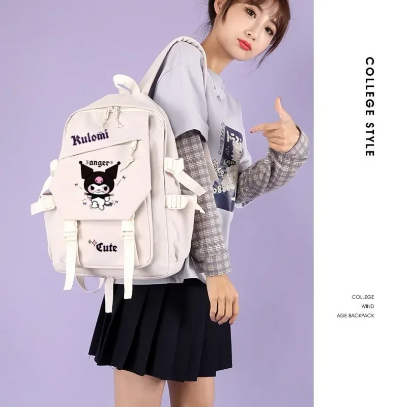 Sanrio Kuromi Cute Cartoon Fashion High Capacity Backpack Stylish Casual School Girl Student Backpack Kawaii Daily Backpack New