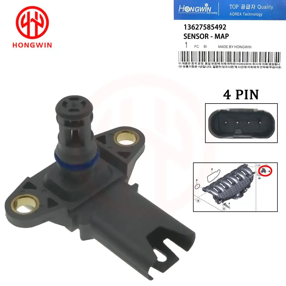 

New Manifold Absolute Pressure MAP Sensor 13627585492 For BMW 135i 335i 535i 550i 740i 750 760 ALPINA X5 X6 Z4 AS416 13627560063