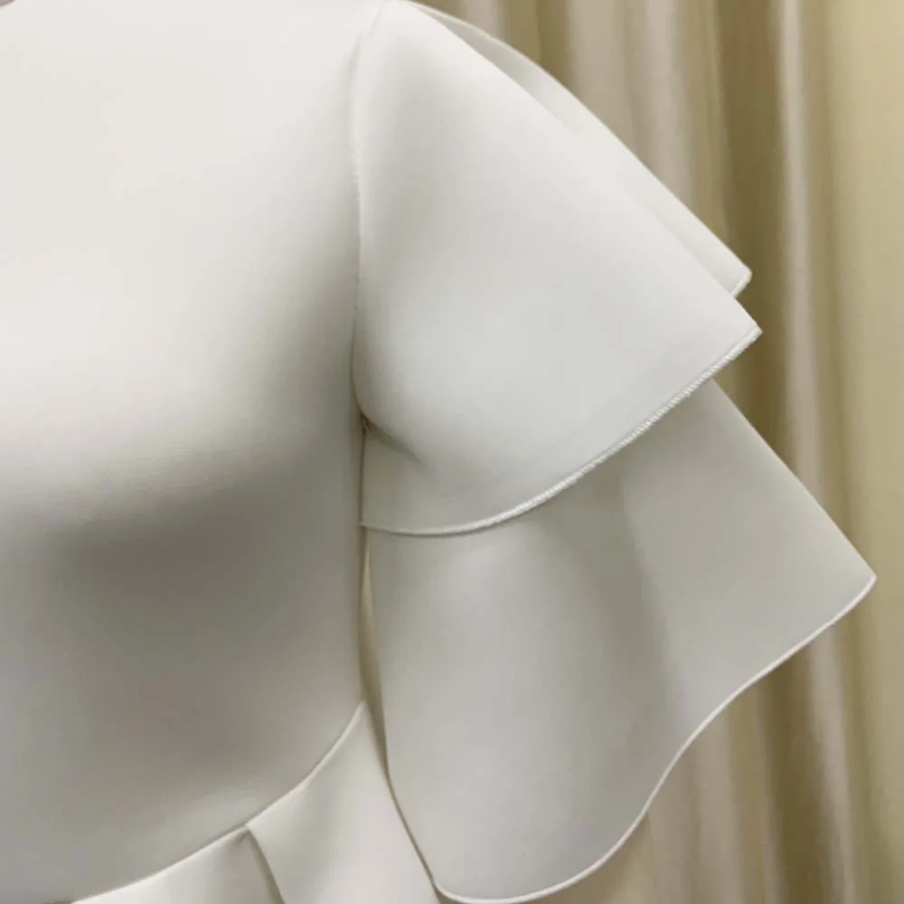 Eleganti abiti da festa per le donne di lusso 2024 moderno O collo manica svasata A vita alta una linea A metà polpaccio solido vestito da cena di compleanno