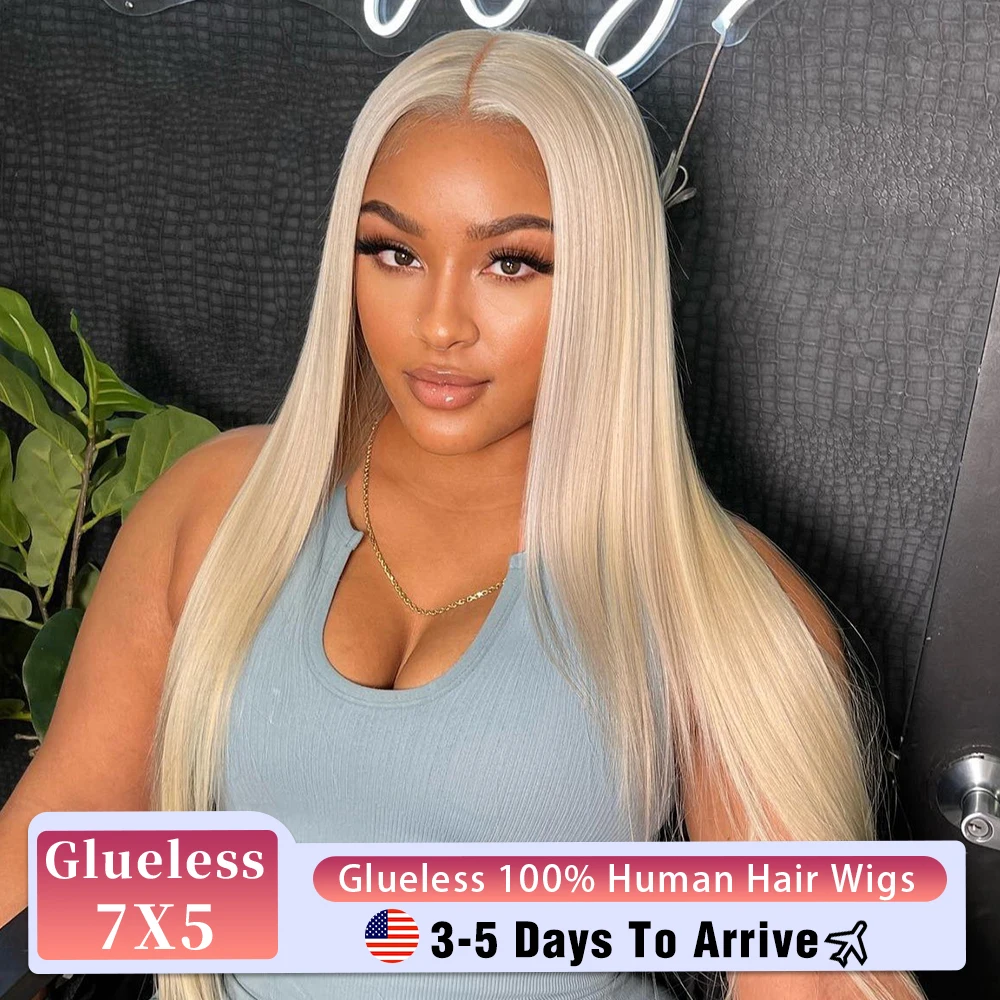 613 Honey Blonde Lace Frontal Wig Brazilian 250 Density 7x5 Glueless 613 Bone Straight Lace Front Human Hair Wigs Ready To Go