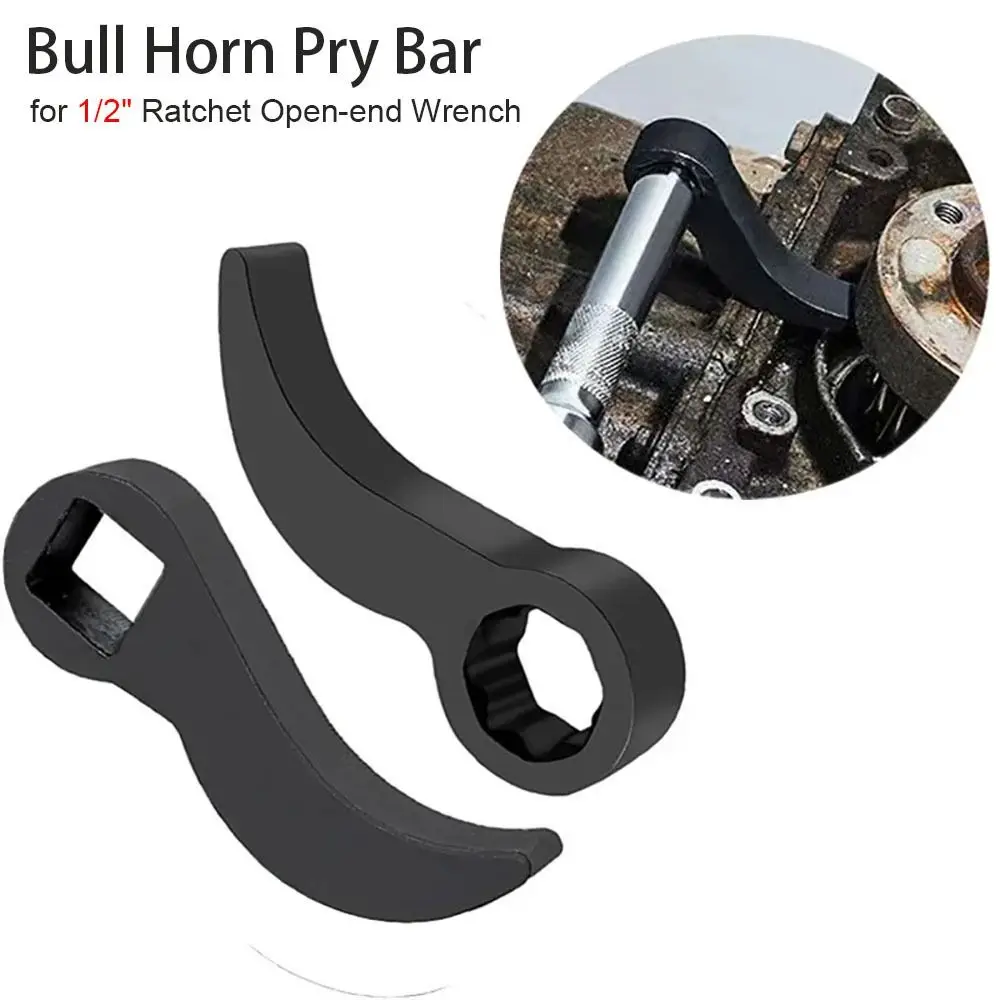 1Pcs Half Shaft Bull Horn Pry Bar Square Adjustable Angle Crowbar Adapter Head Angle Type Steel Alloy