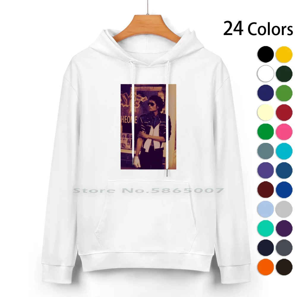 Vintage Michael Pure Cotton Hoodie Sweater 24 Colors Cool Retro Jackson Aesthetic Meme Music Collage Thriller Legend King Of