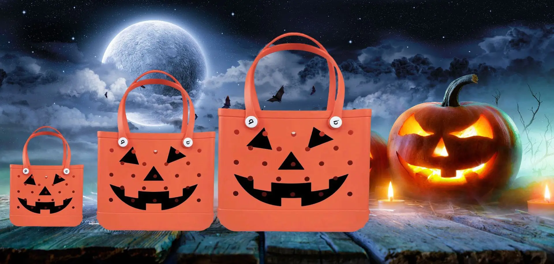 New Fashionable Eva Beach Bag Halloween Party Skull DIY Hole Handbag Decorated Pumpkin Festival Shoulder Bag Clutch Bag