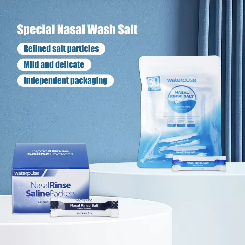 Salt Nasal Cleaner para Adultos e Crianças, Rinite Alérgica, Limpo, Fácil Dissolver, Lavar Nariz, 2,7g, 4,5g, 30Pcs