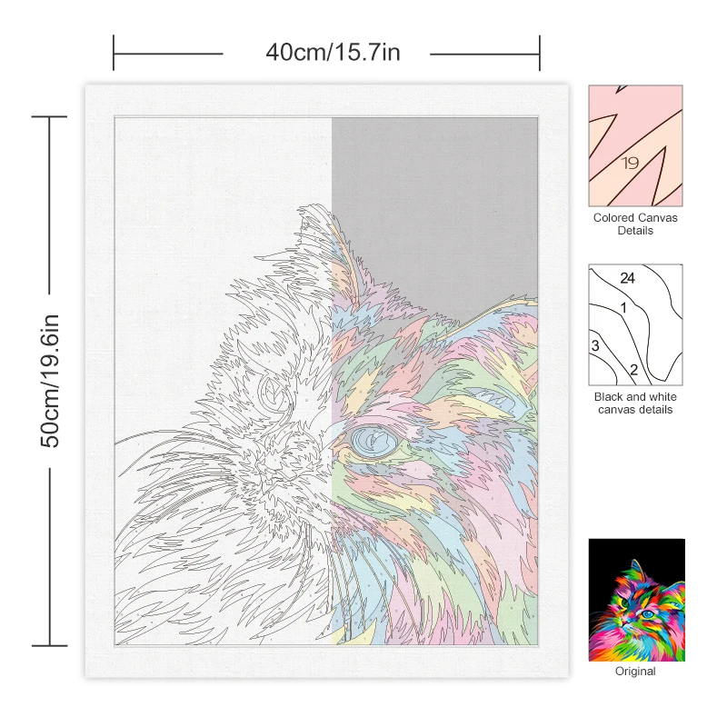 CHENISTORY zdjęcia według liczby kot zwierząt zestawy malowanie według numeru dla dorosłych dzieci rysunek na płótnie ręcznie malowany prezent