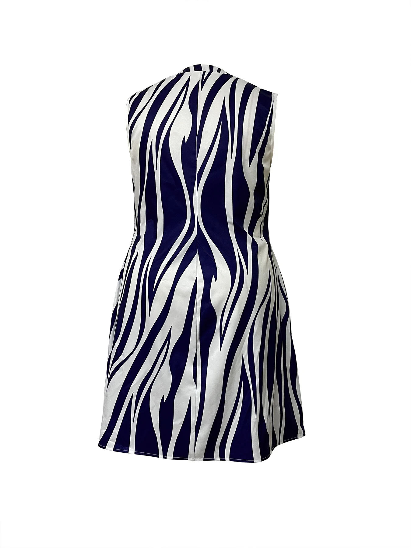 European and American Spring and Summer New Style Vest Dress Plus Size Women's Clothing Striped Print Elegant V-Neck Sleeveless Temperament Commuter Dress