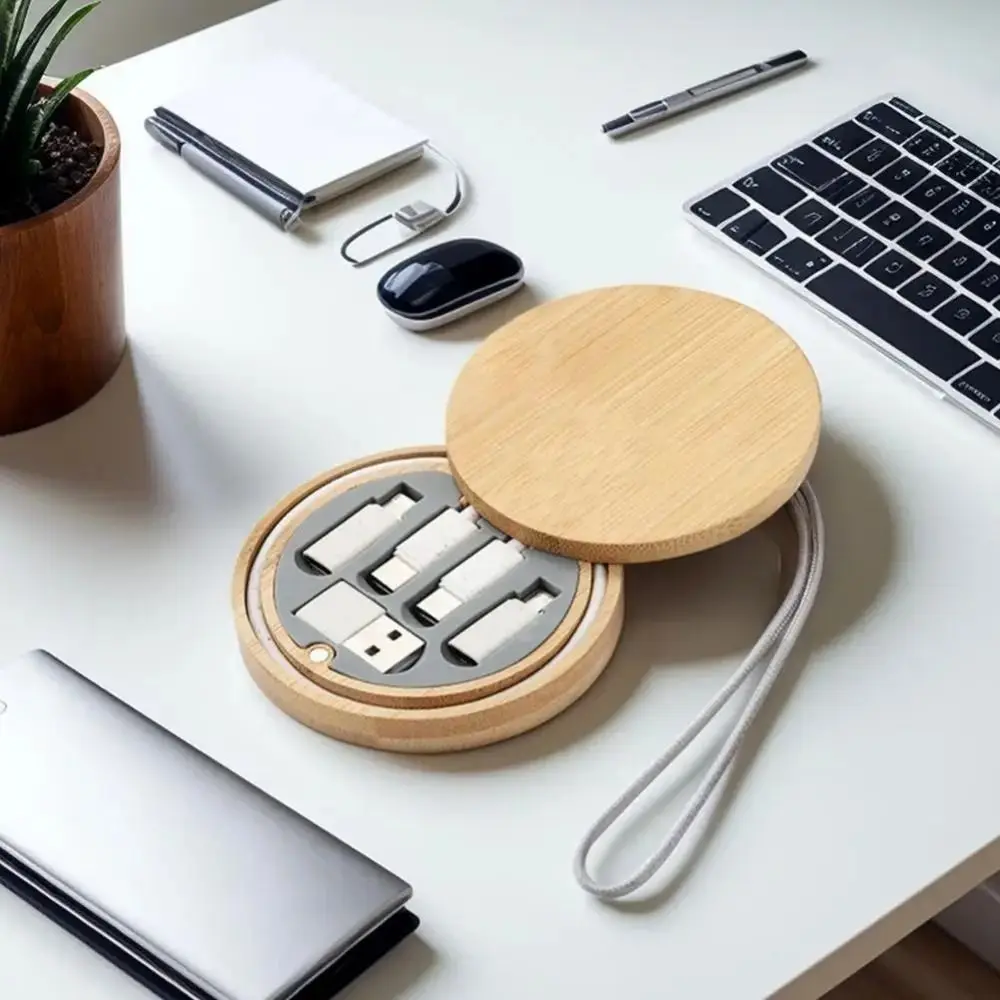 

Кабель для быстрой зарядки 60 Вт, дорожный чехол, кабель для зарядки «шесть в одном», круглый дизайн, кабель Type-C, зарядка нескольких устройств