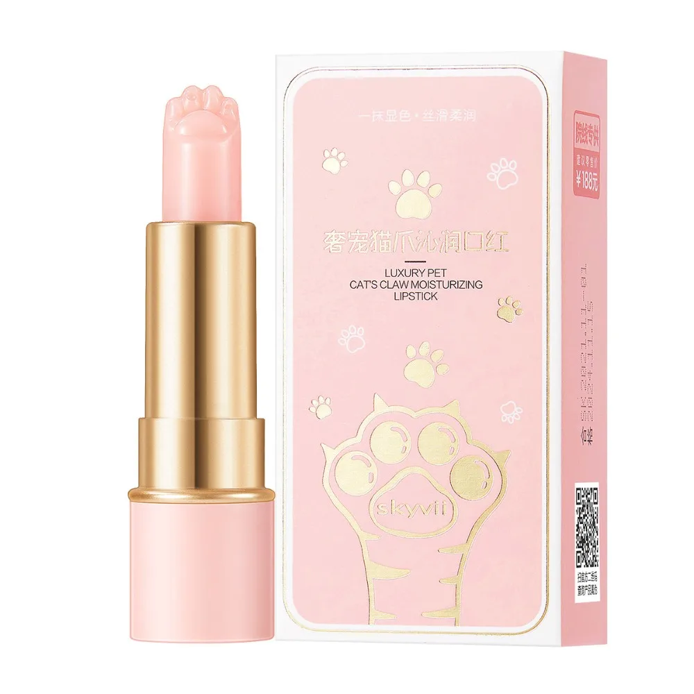 Bálsamo labial con diseño de pata de gato, cambio de temperatura, Color, hidratante, hidratación duradera para reparar labios secos y agrietados, uso diario