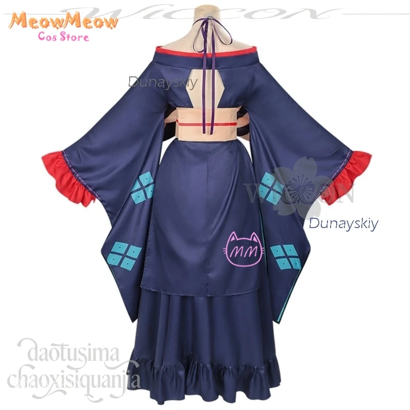 

Event disfraz women New Anime Princess Kaguya Cosplay Tsukimi Yachiyo Japanese Kimono Dark Blue disguise