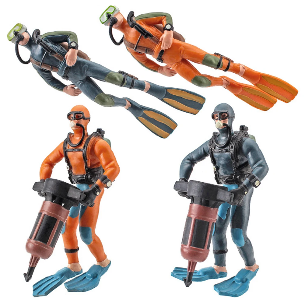 

4Pcs Mini Diver Figurines Models Simulation Underwater Adventure Diver Figure Playset For Scene Layout Table Ornaments