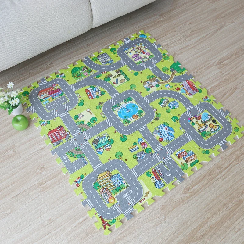 Baby Climbing Play Mat Car Traffic Track Map EVA Foam Game Mat Children\'s Puzzle Carpet Children\'s Educational Toys Gifts