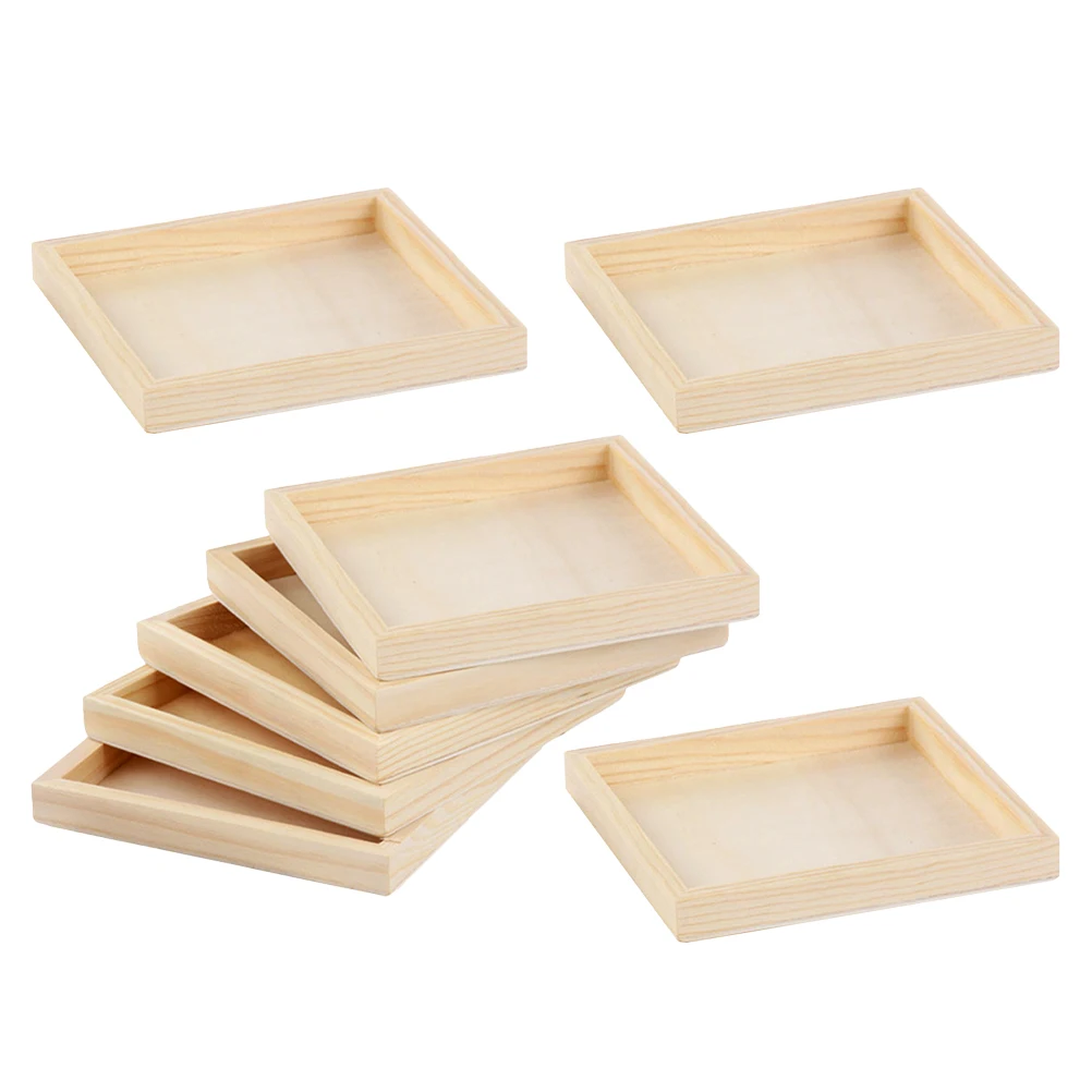 

8pcs Wooden 3D Puzzle Trays Unique Design Family Interaction Storage For Blocks Sorting Wood Serving Tray Handles Jigsaw
