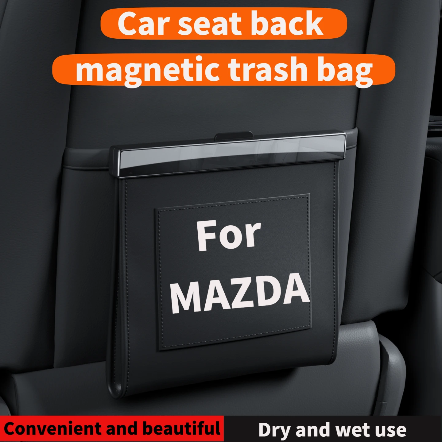 Car seat back magnetic leather trash bag suitable for Mazda 2 DJ/DH, Mazda 3 BK/BL, CX-5 KF, CX-3, CX-30, CX-8, CX-9