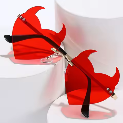 Devil Heart Sunglasses Halloween Devil Glasses Devil Horn Sunglasses Masquerade Cosplay Party Funny Eyewear