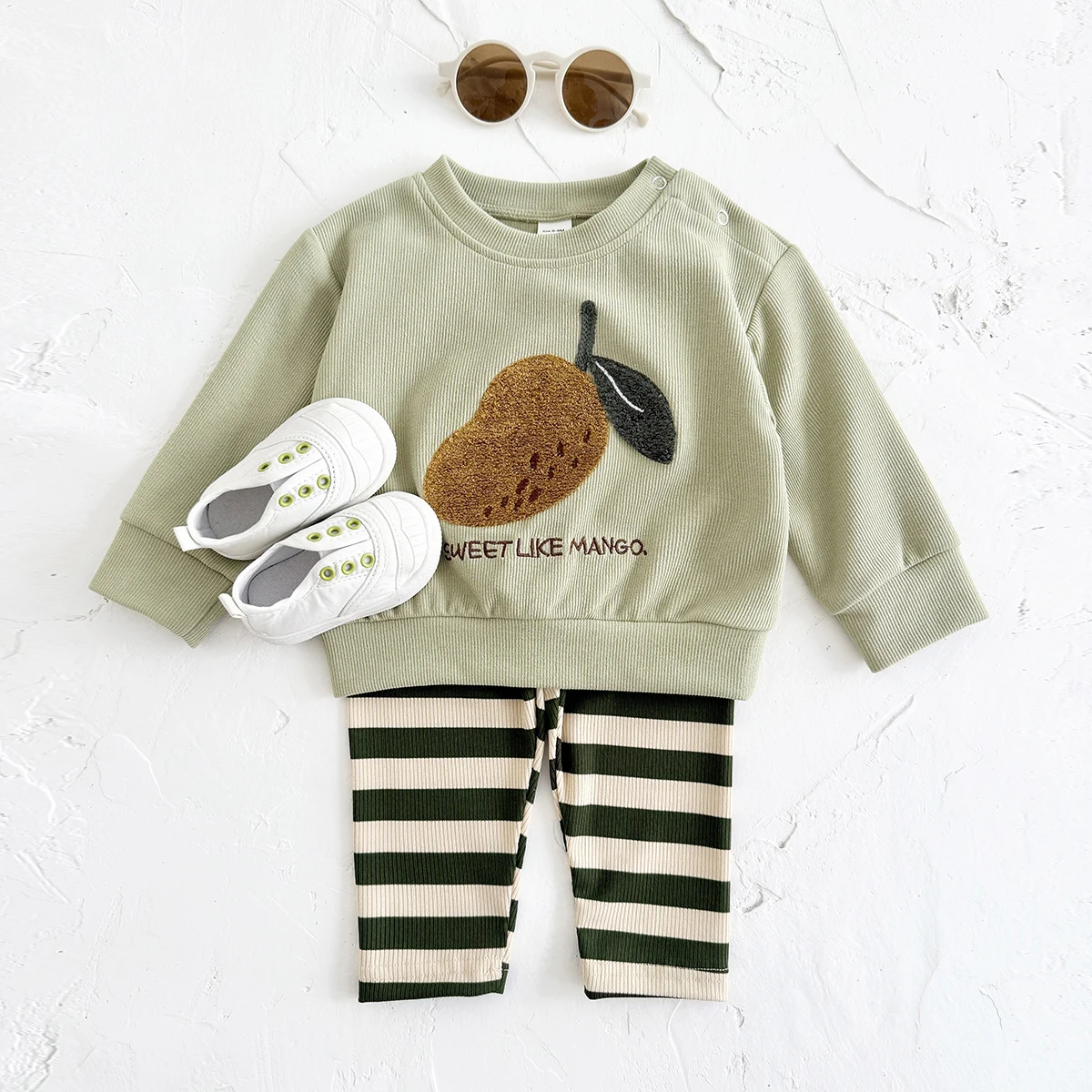 2025 Infant Outfit New Baby Winter Clothes Cartoon Mango Sweatshirt Top Pants 2Pcs Boys Girls Infant Suit Newborn Clothes Fall