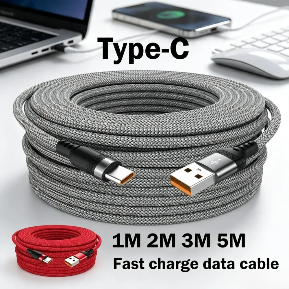 6A USB to Type C Super Fast Charging Cable High Speed Data Transfer Charger Cord For Xiaomi Samsung Huawei Oneplus Android Phone