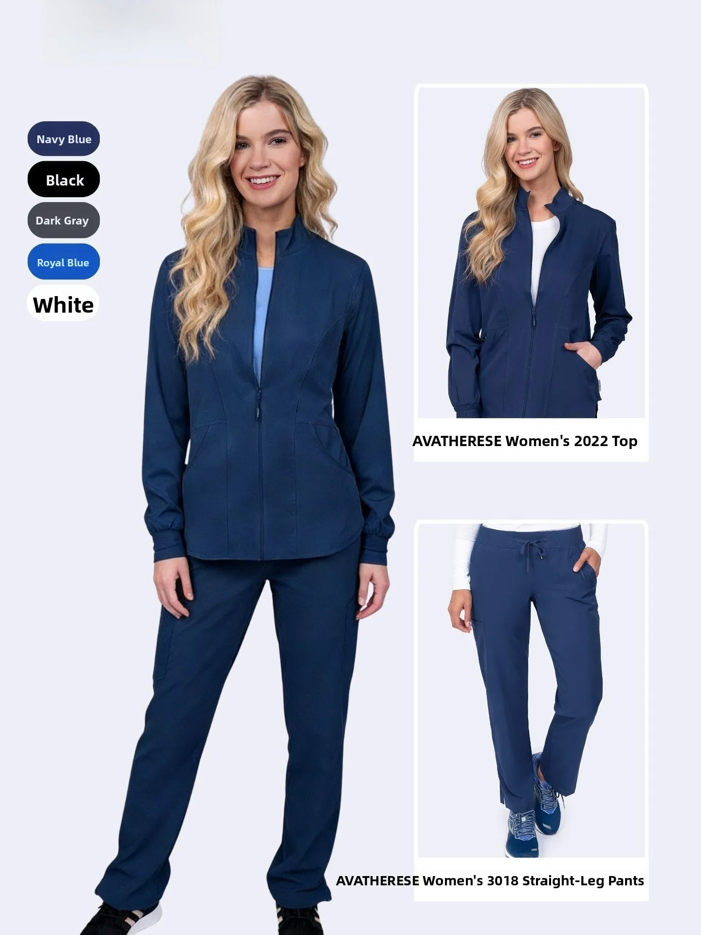 Ava Therese Spring Autumn Jacket Straight Leg Pants Hand Washing Uniform Brushing Uniform Women's Workwear Student School Uni...
