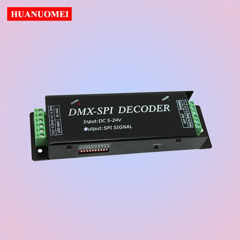 DMX200 DMX SPI Decoder LED Controller Dimmer DC5-24V input Output 3Channels Out Power 480W Output SPI Signal DATA CLK