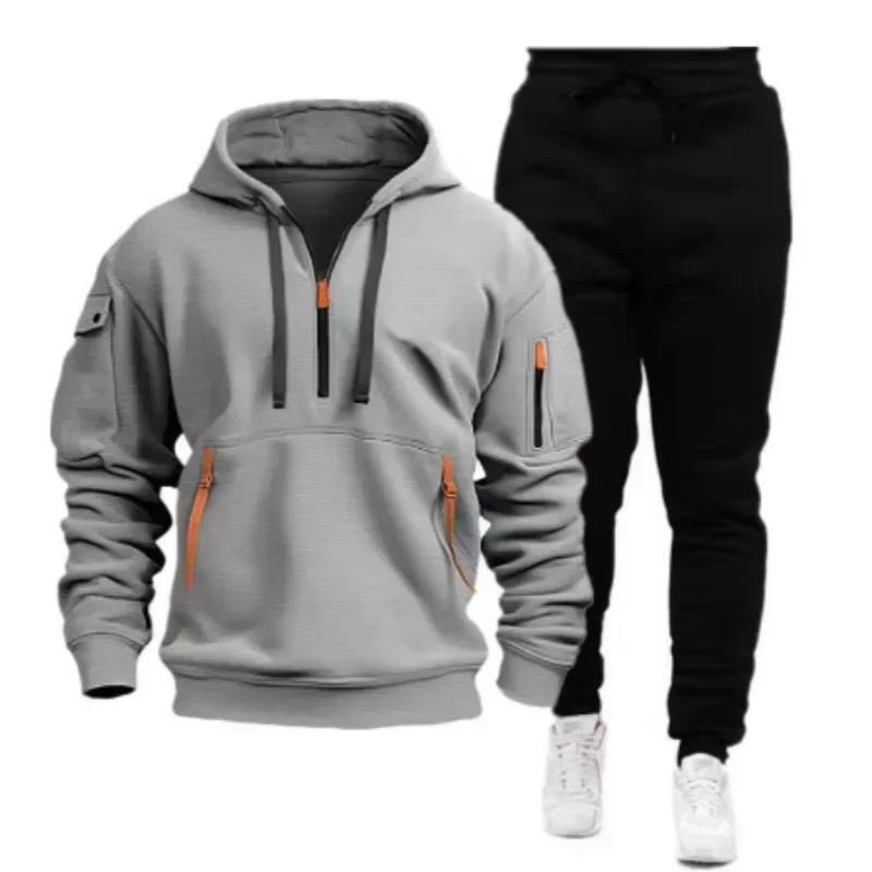 Men Pullover Hoodies Sweatpants 2 Pieces Sets Fleece Casual Sweatshirt Sportswear Women Streetwear Trainning Exercise Sweaters