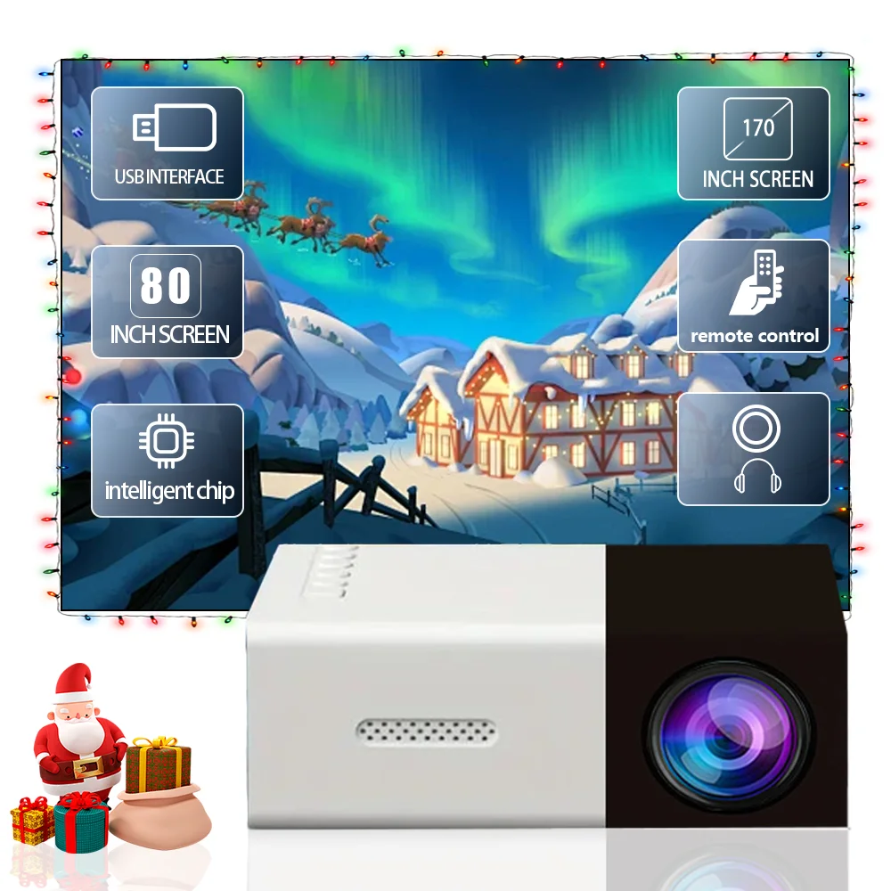 Christmas Mini Led Projector HD Hdmi Usb Audio Home Theater Media Player Beamer Halloween Gift Outdoor Travel Portable Projector