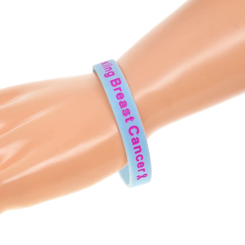 Personalized Design Silicone Wristband Debossed and Color Filled in/Printed Logo Rubber Bangle