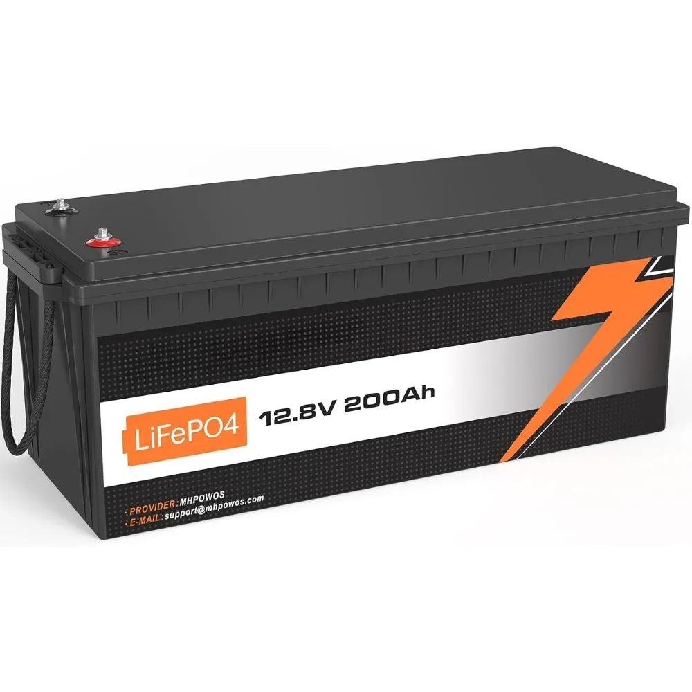 

12V 200Ah Plus LiFePO4 Battery, 4000+ Deep Cycles（100% DOD）, Built-in 200A BMS Lithium Batteries, 2560Wh Energy, Customized