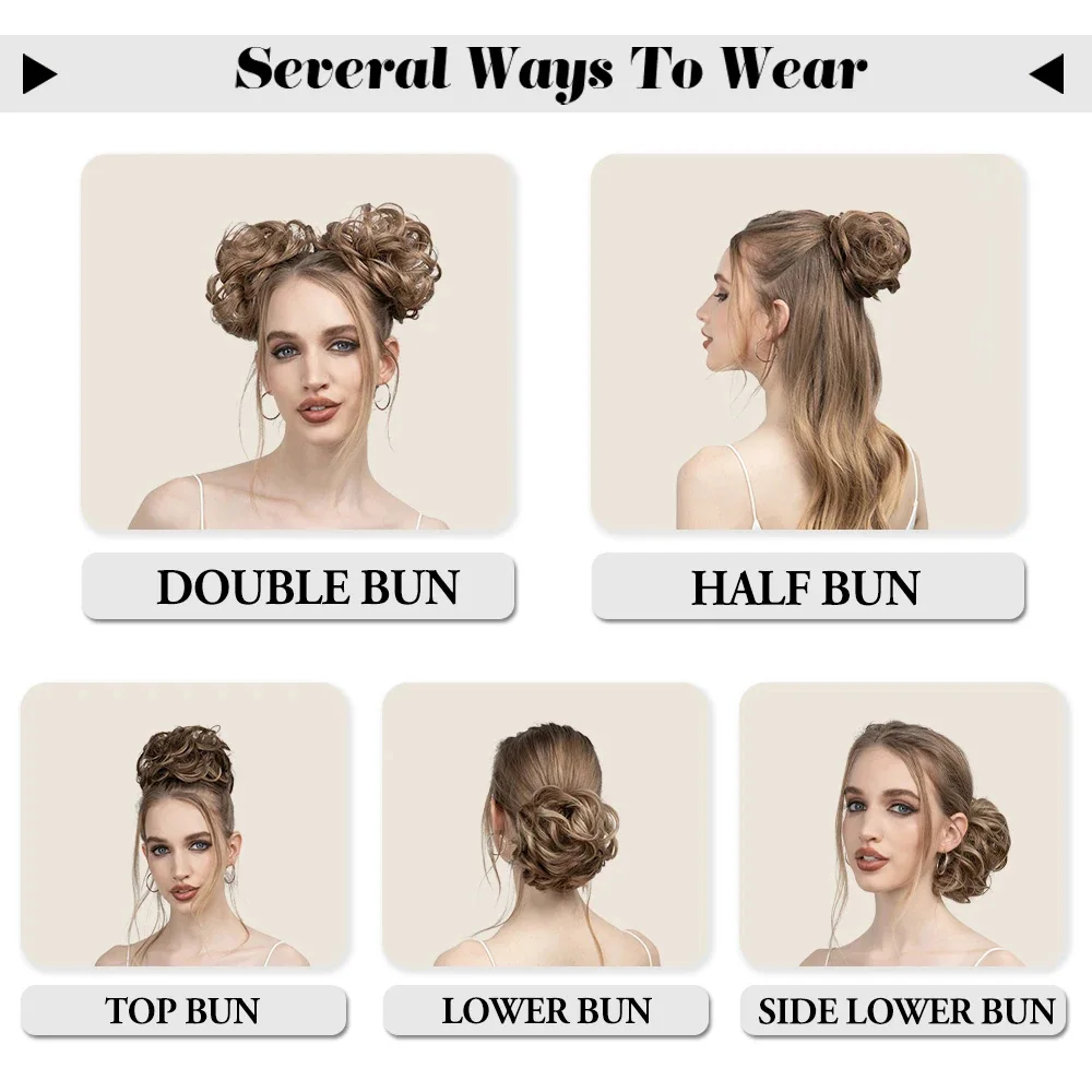 Synthetische Haar brötchen verlängerungen chaotisch lockige elastische Haar gummis Haar teile synthetische Chignon Donut Hochs teck frisur Haar teile für Frauen