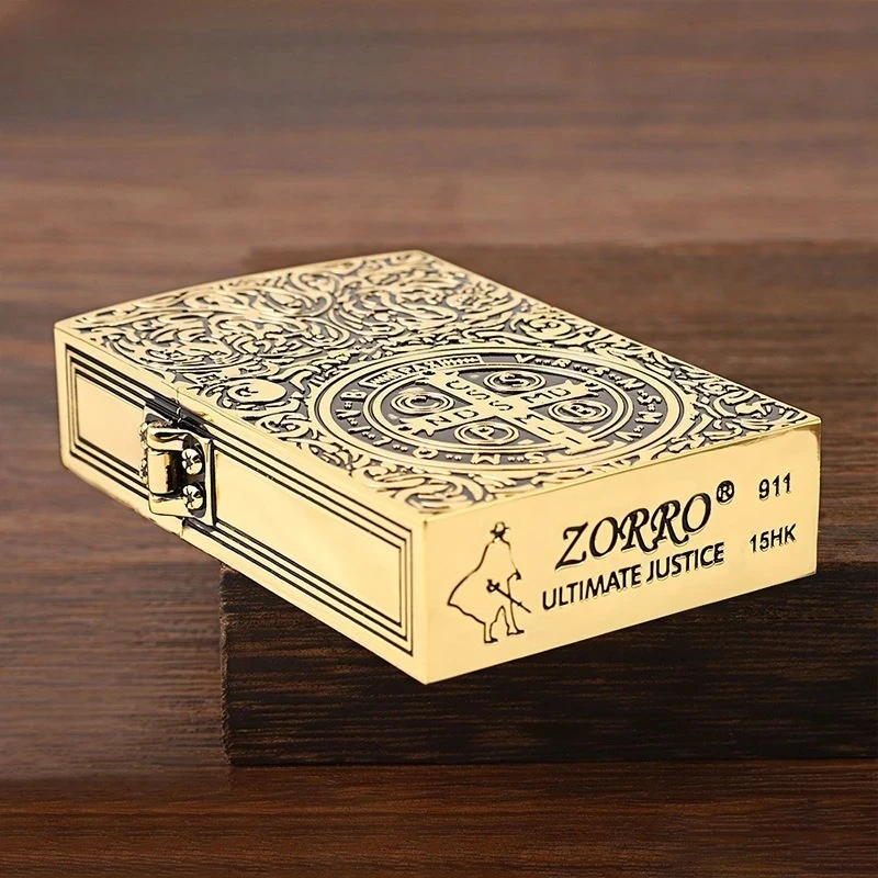 ZORRO Extra Large Constantine Heavy Armor Windproof Kerosiene Lighter, Retro Exquisitely Engraved High-End Gift for Men