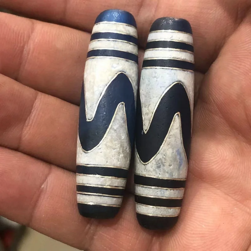 Wholesale Blue Agate High Oil Coated Pulp Horseshoe Pattern Tiger Tooth Tibet Beads Inlaid Silver Silk Tibet Beads PendantDIYOrn