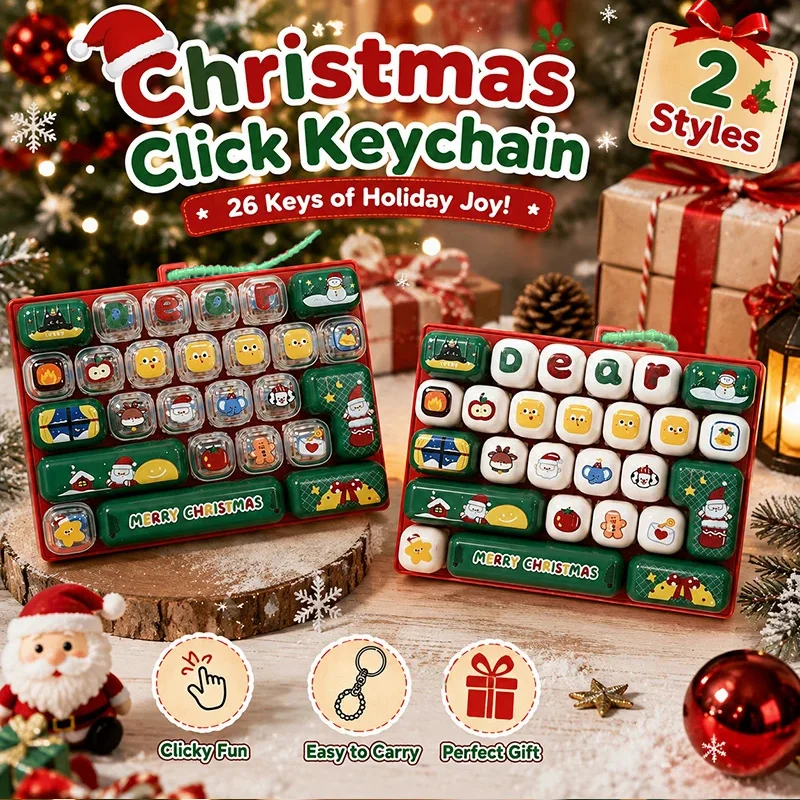 26-Key Fidget Keyboard Keychain Cute Pumpkin Halloween Push Pop Toy Portable Bag Charm Stress Relief Squeeze Toy Relief Gift