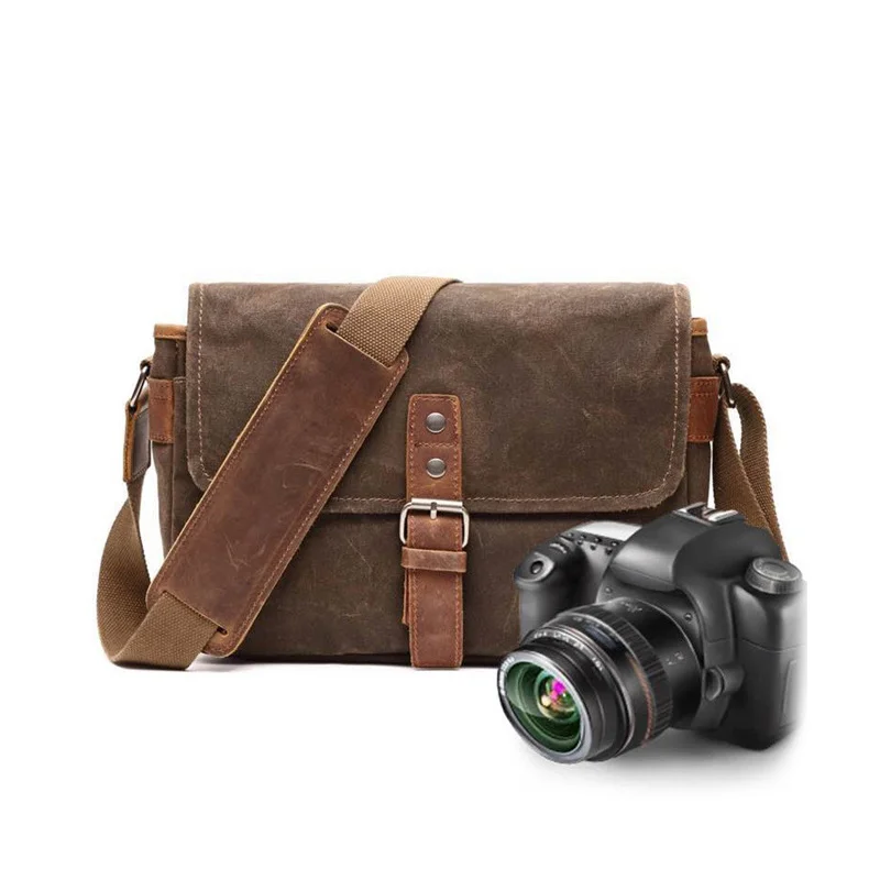 Outdoor Photography Shoulder Bag Waterproof Waxed Canvas Dslr Camera Case With Customizable Logo For Professional And Amateur Ph