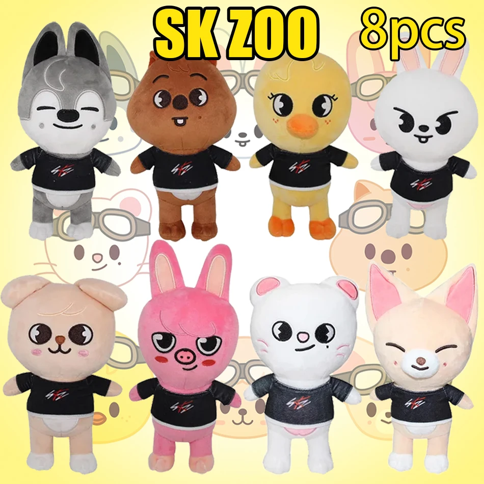 

Skzoo Плюшевые игрушки 20 см Stray Kids Плюшевый волк Чан Мультяшные мягкие игрушки Кукла Милый компаньон для детей Взрослые фанаты Подарки