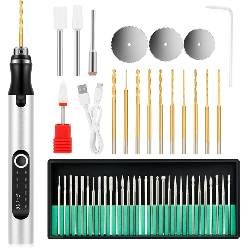 AT21-Overload Protection Electric For Wood, Metal Glass Engraving Pen With USB-C Charging, 3-Speed Settings, For Beginners