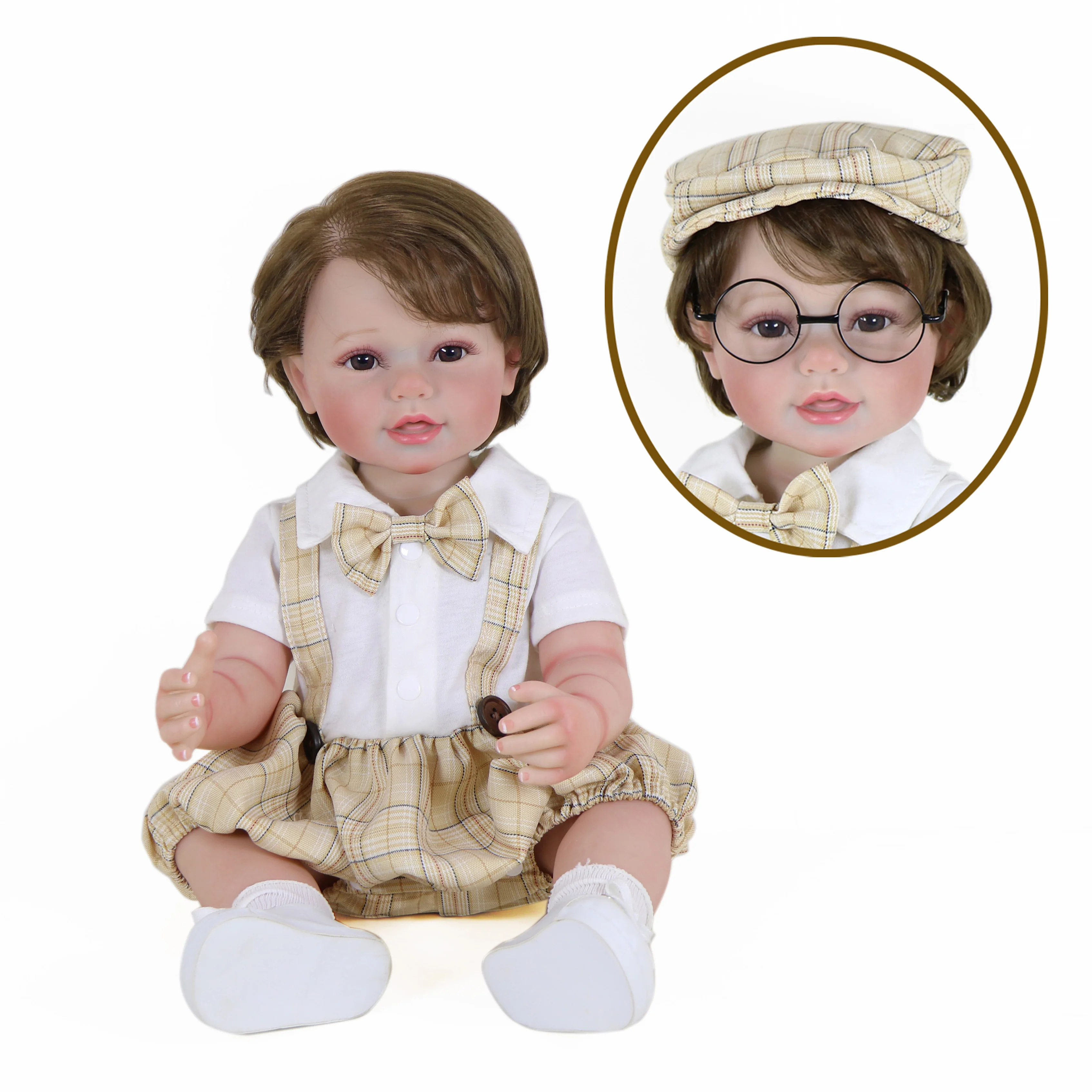 

Charlie Brooks 22-Inch Realistic Reborn Baby Boy Doll – Full Soft Vinyl Poseable Body with Outfit, Shoes, Sunglasses