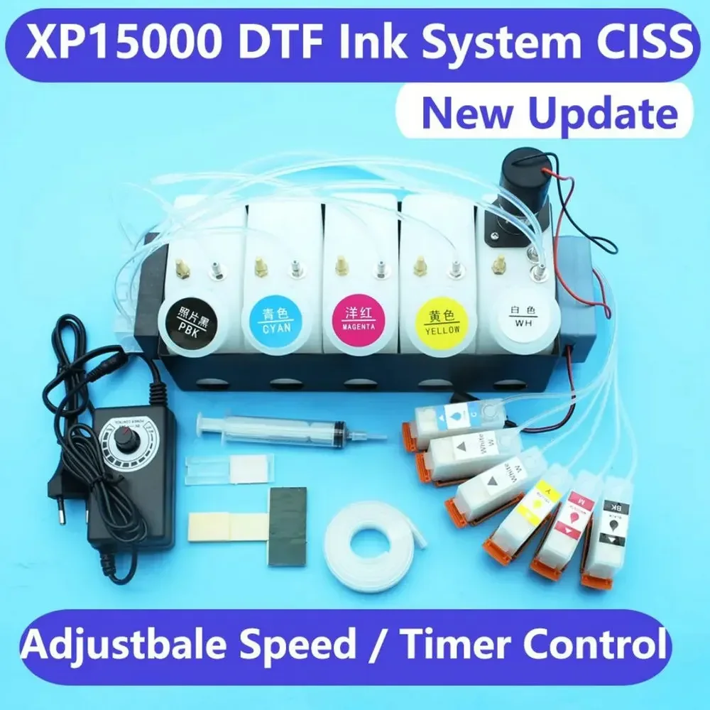 

Принтер XP15000 DTF Ink System Комплект СНПЧ для Epson XP-15000 XP15000 Резервуар для белых чернил Мешалка Миксер Таймер Система непрерывных чернил