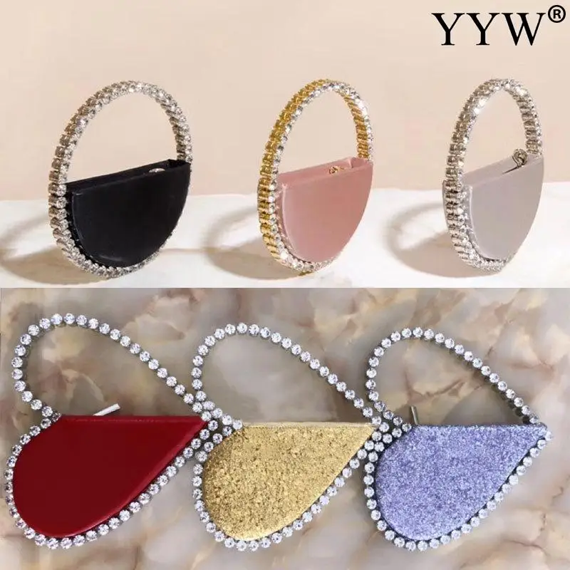 

Red Heart Evening Clutch Bags For Women Diamond Designer Chic Rhinestone Handle Black Purse For Wedding Party Clutch Sac A Main