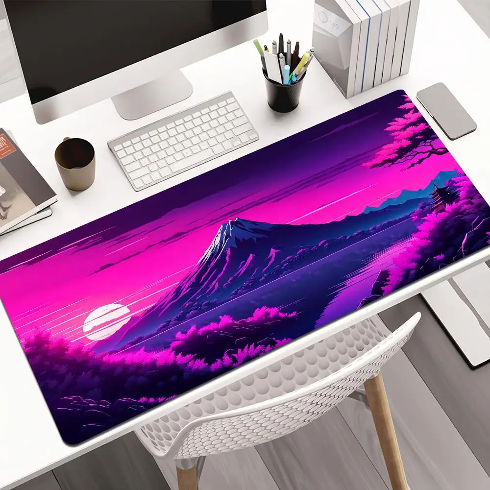 

Neon art design for Mount Fuji office Mouse Pad pc accessories Gaming mat rubber anti-slip Desk Mat keypad expansion mousepad