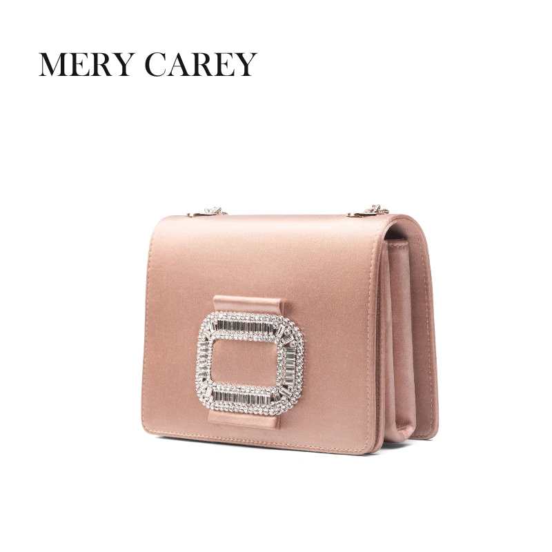 2025 square buckle silk temperament women's bag water diamond single shoulder crossbody dinner bag fashionable small square bag