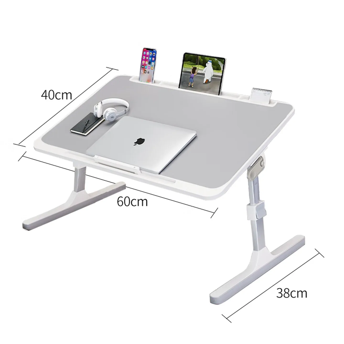 7 Level Adjustable Bed Desk Folding Laptop Table with Stable T Frame Portable Design for Dormitory Studying or Home Writing