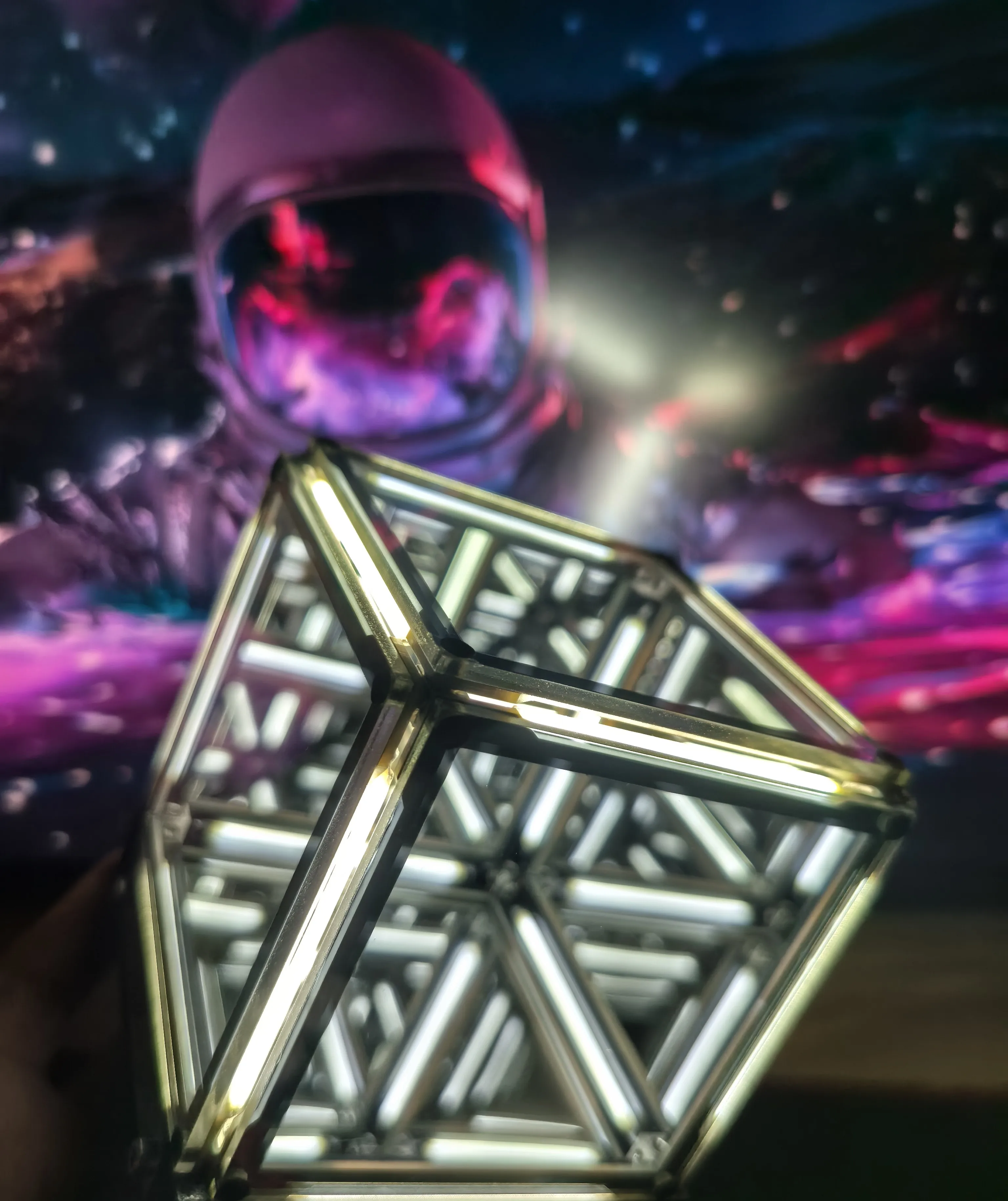 4D Hypercube RGB الألعاب المحيطة مصباح مكتب الديكور الخيال العلمي ثلاثية الأبعاد الإبداعية الهاوية ليلة ضوء هدية لغرفة النوم حفلة عيد ميلاد #2