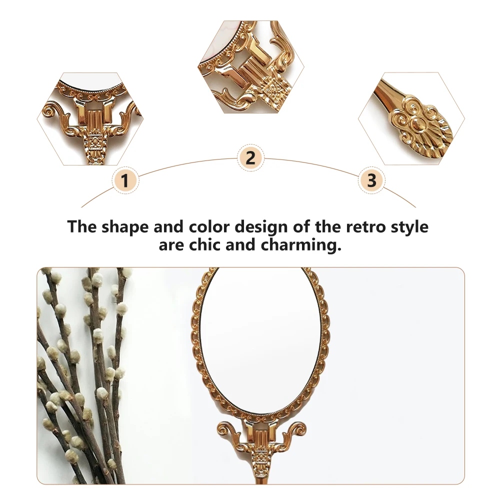 1 szt. Przenośne lusterko do makijażu w stylu vintage, lusterko w kolorze cynamonu o wysokiej rozdzielczości, ręczne lusterko retro, akcesorium do makijażu, narzędzie kosmetyczne